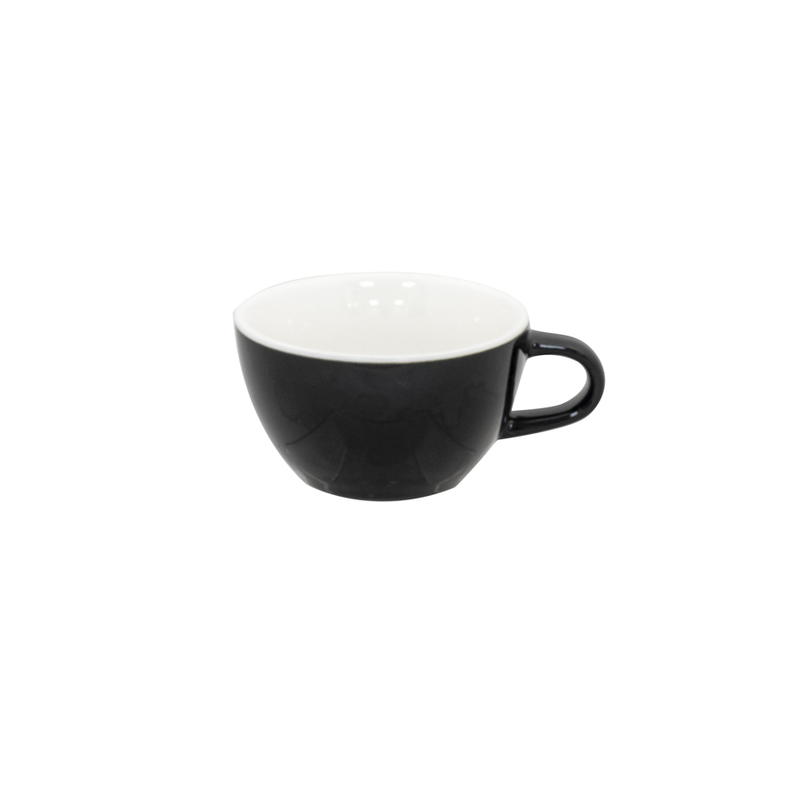 Superwhite Café Porcelain Gloss Black Bowl Shaped Cup 23cl 8oz