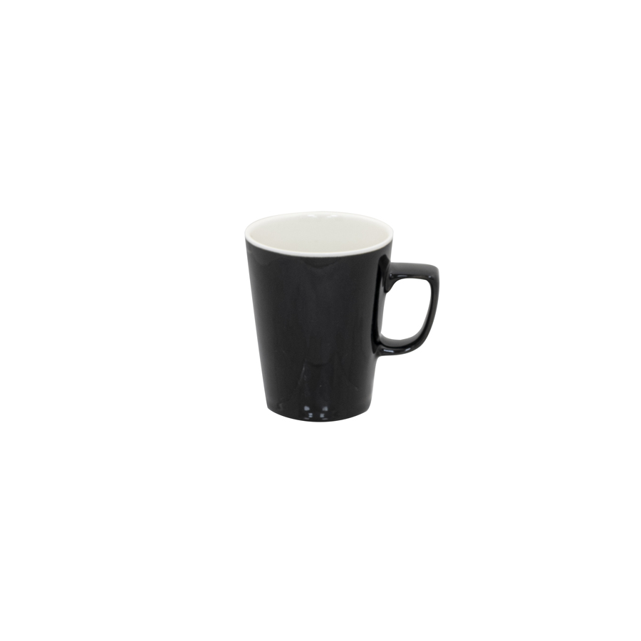Superwhite Café Porcelain Gloss Black Latte Mug 28.5cl 10oz