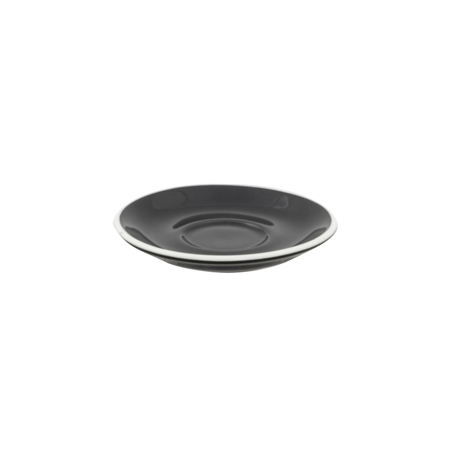 Superwhite Café Porcelain Gloss Black Round Saucer 14cm