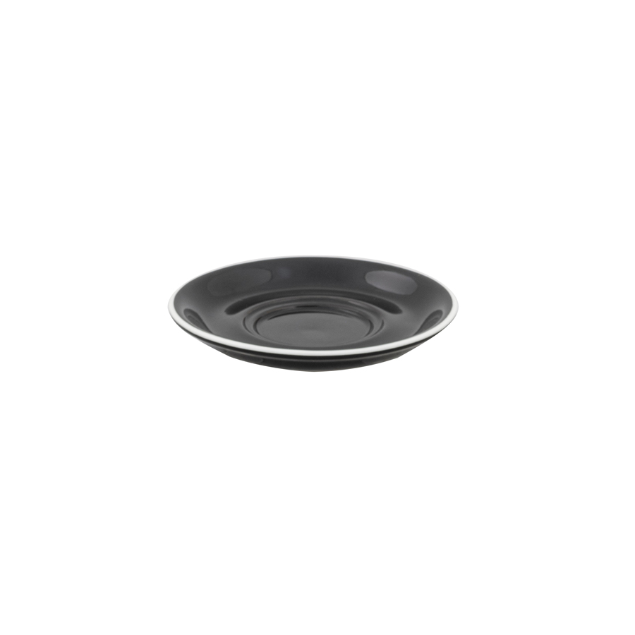 Superwhite Café Porcelain Gloss Black Round Saucer 15.5cm