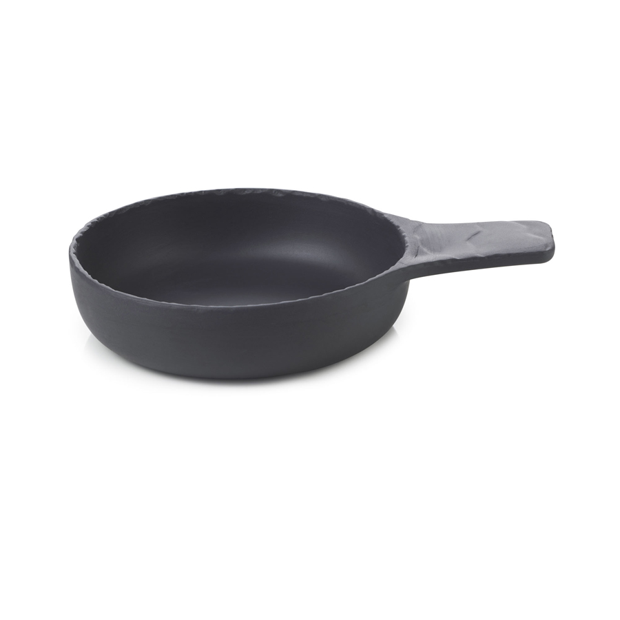 Revol Basalt Ceramic Black Round Handled Dish 18.3x13x3.5cm 21cl