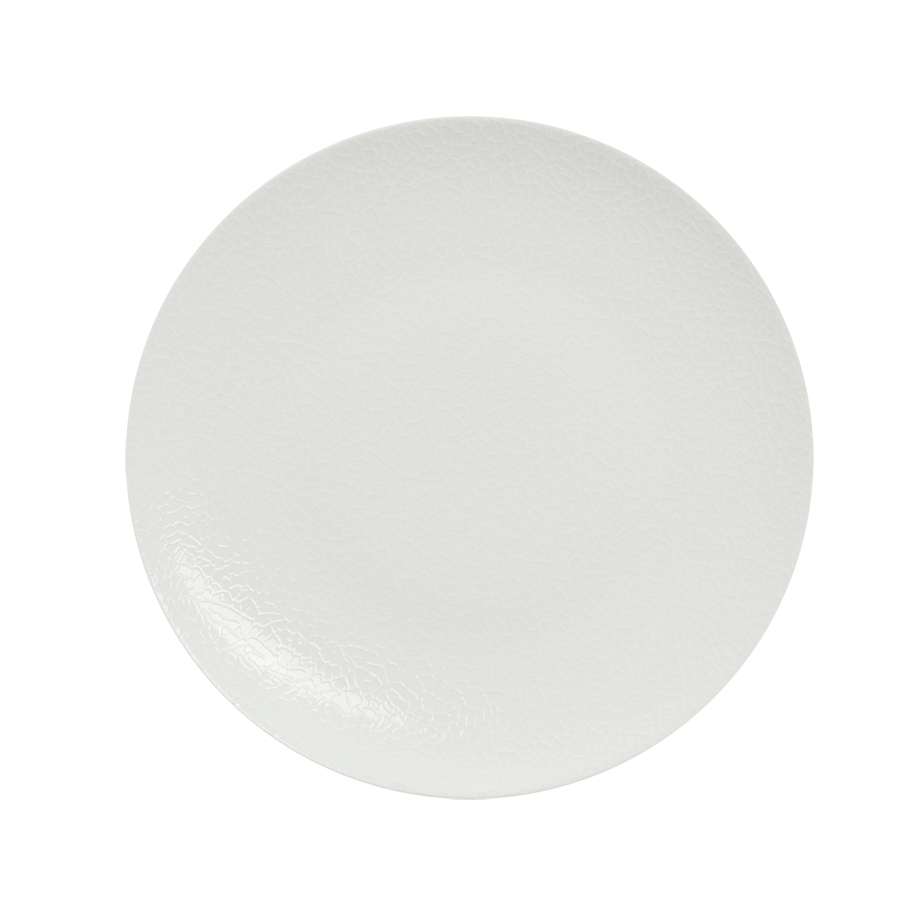 Ariane Peel Vitrified Porcelain White Round Coupe Flat Plate 25cm