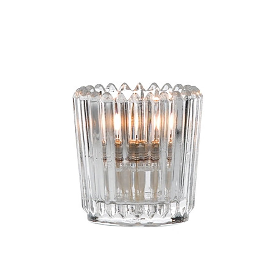 Artis Ribbed Votive Clear Glass Tealight Holder 6.5cm