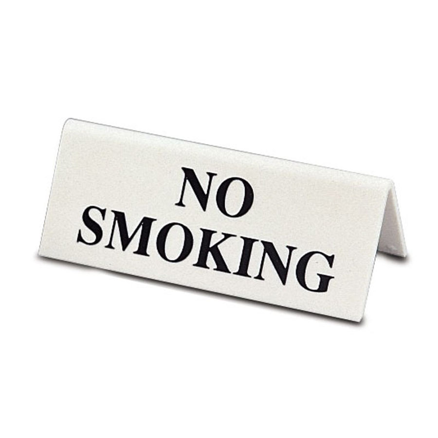 Mileta Plastic Tent 4.5 x 10cm Table Sign With Black on White Text - No Smoking