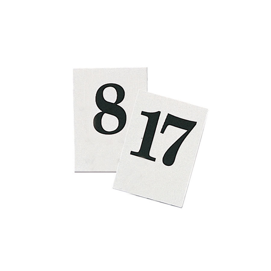 Mileta Banquet Plastic Tent Table Numbers With Black On White Text - 1 To 20