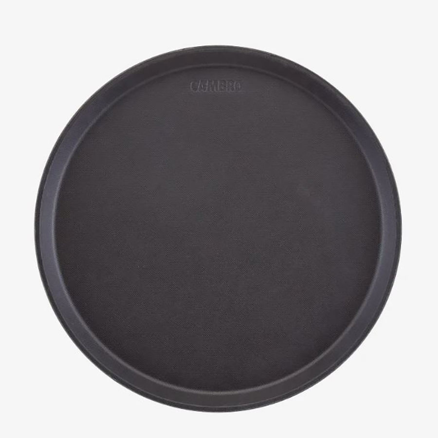 Service Tray Black Round 28cm Non-Slip