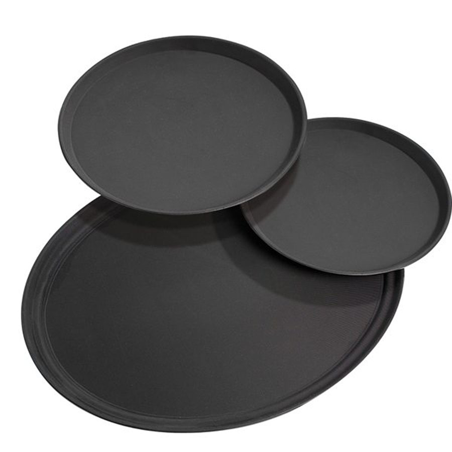 Black Tray Round 35.5cm Anti Slip