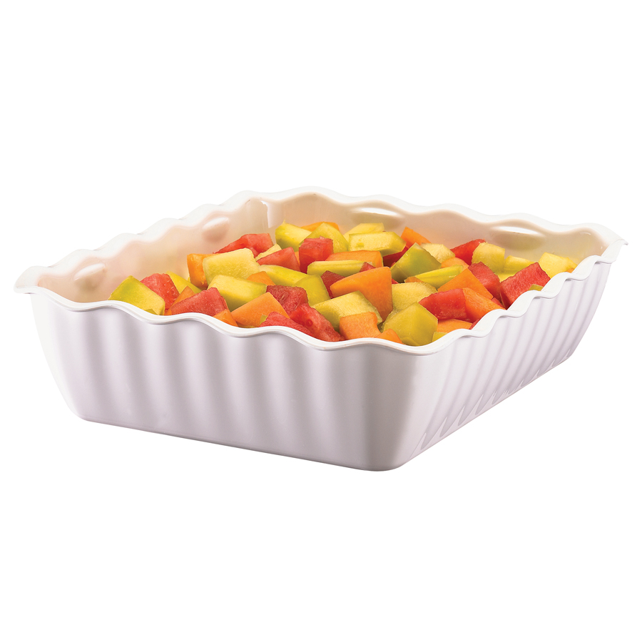 Cambro Tulip Deli White Rectangular Presentation Crock 26.5x33.5x8cm 4.6 Litre