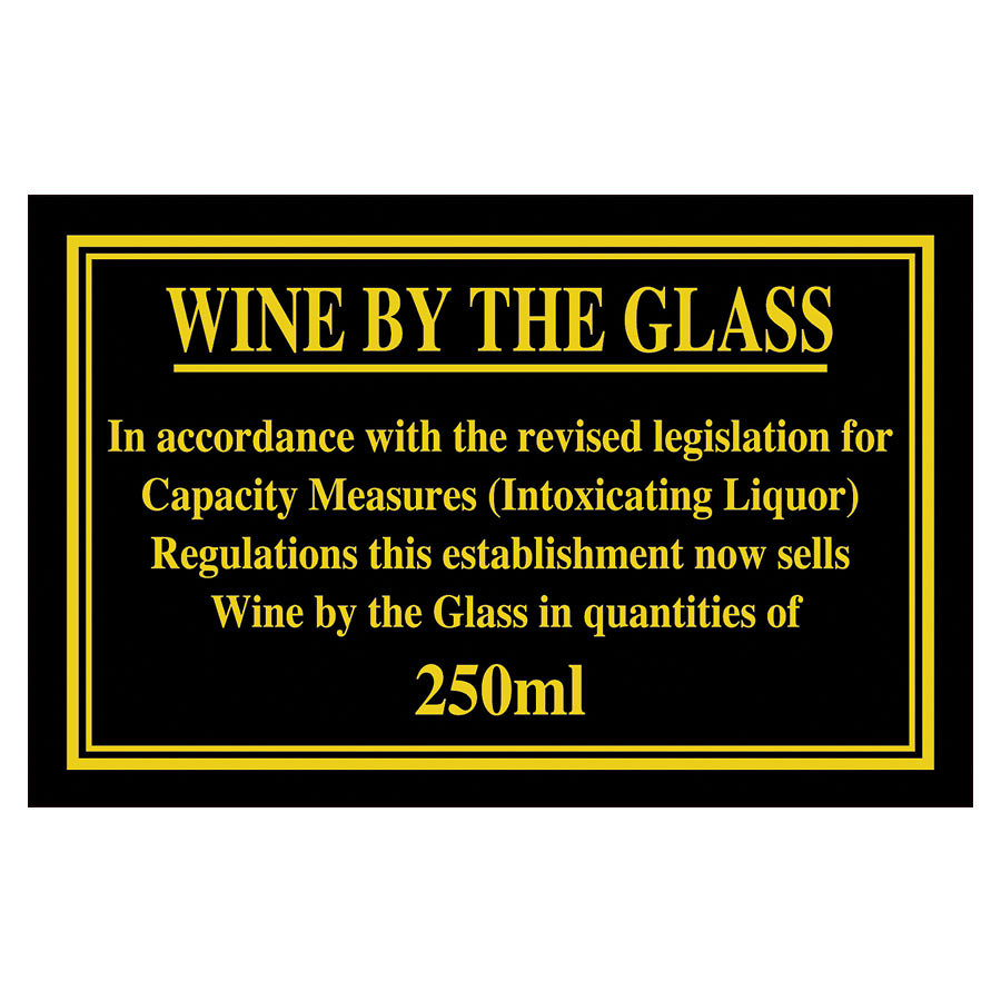 Mileta Black Gloss 17 x 11cm Rectangle Sign - Wine By The Glass 250ml