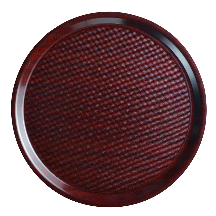 Cambro Mykonos Laminated Mahogany Round Non-Slip Tray 32cm
