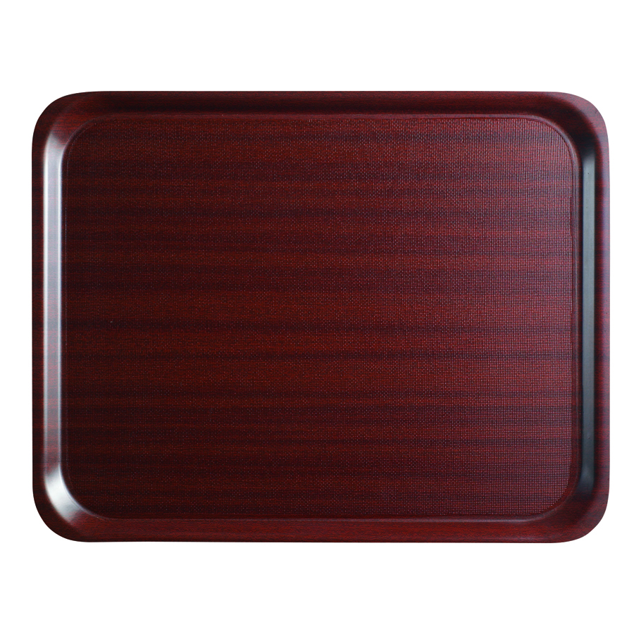 Cambro Mykonos Laminated Mahogany Rectangular Non-Slip Tray 46x36cm