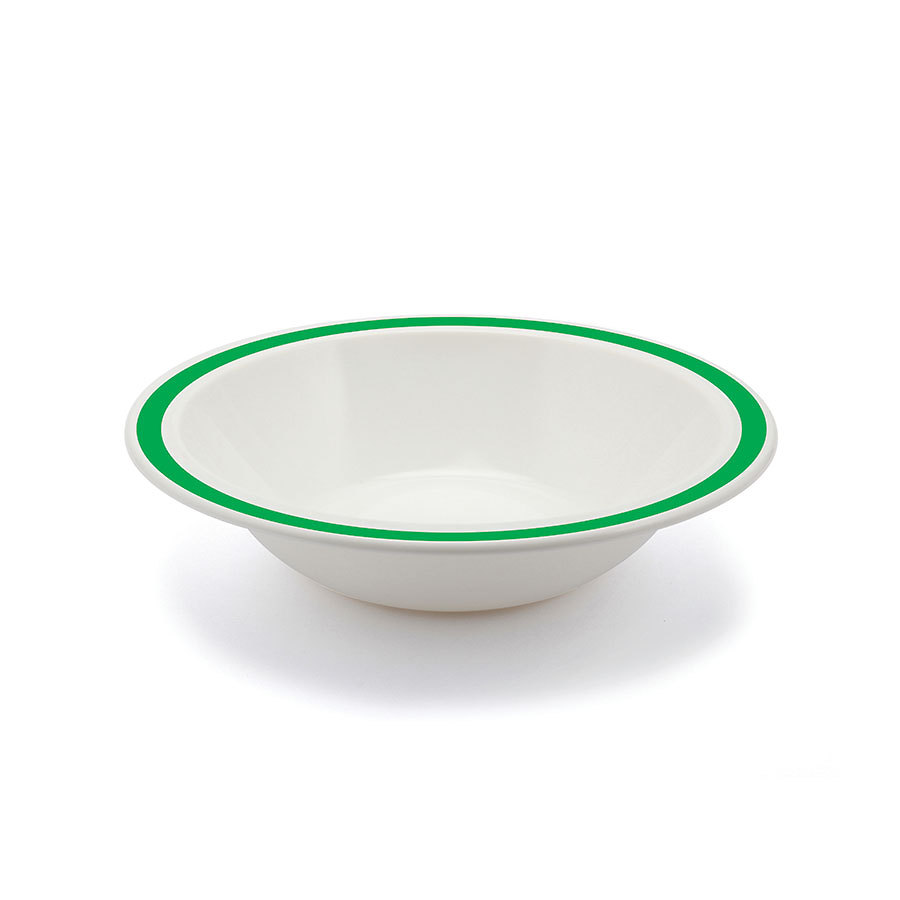 Harfield Duo Polycarbonate White Round Narrow Emerald Green Rim Bowl 17.3cm