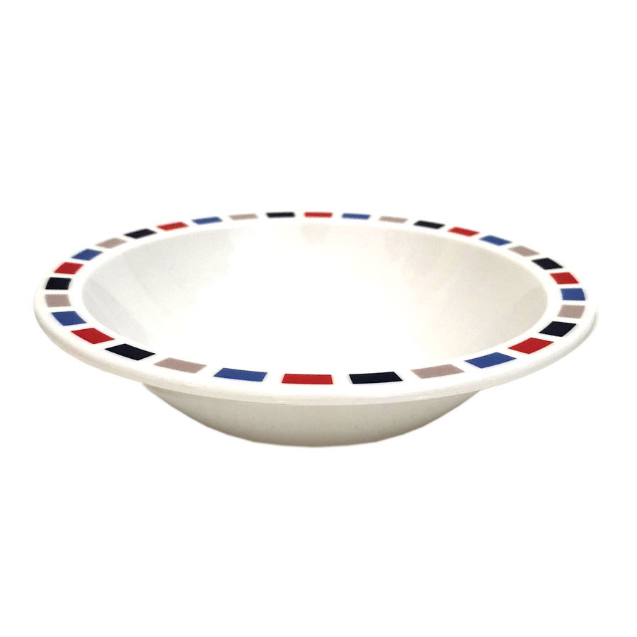 Harfield Duo Polycarbonate White Round Narrow Coloured Rectangles Rim Bowl 17.3cm