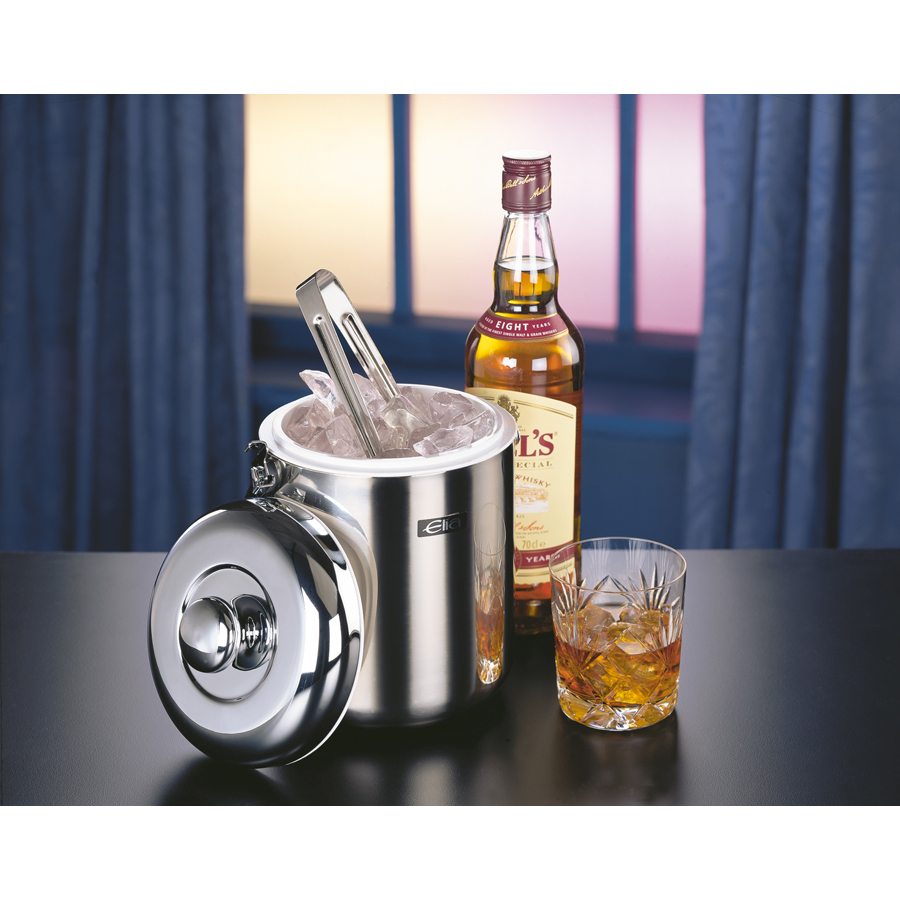 Stainless Steel Ice Bucket 1.3ltr With Tongs And Holder