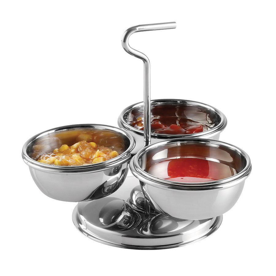 Contacto Mirror Polished 18/10 Stainless Steel 3 Bowl Snack Dish Set 20x14cm