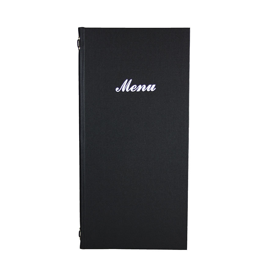 Carrick 2/3rd A4 Buckram Menu 4 card Black 31.5x15.5cm