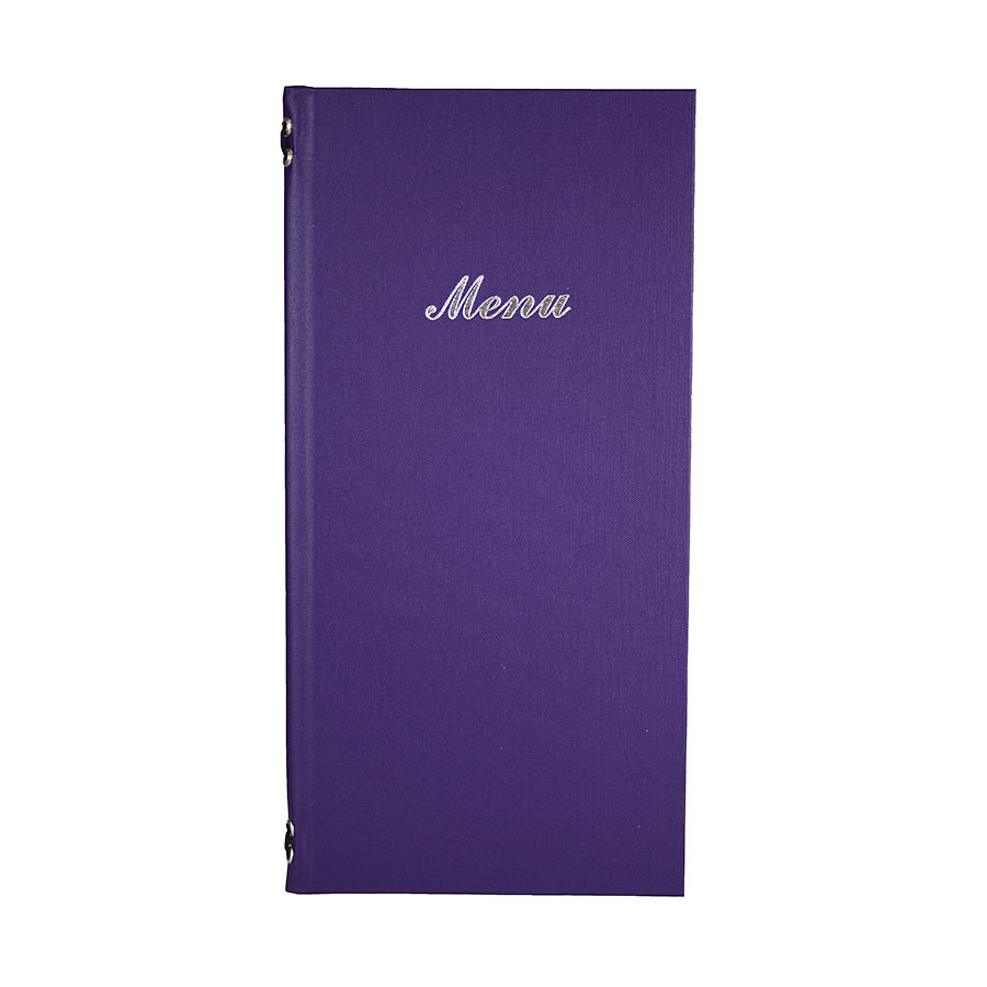 Carrick 2/3rd A4 Buckram Menu 4 card Purple 31.5x15.5cm