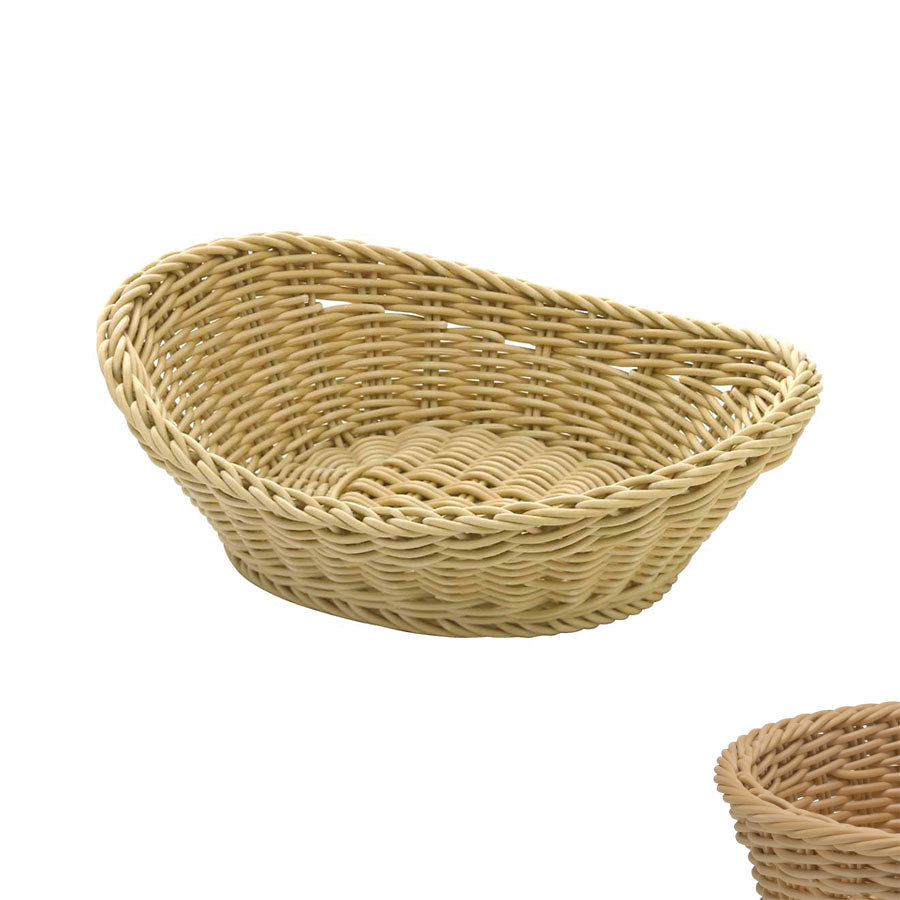 Oval Basket Curved Top Light Beige