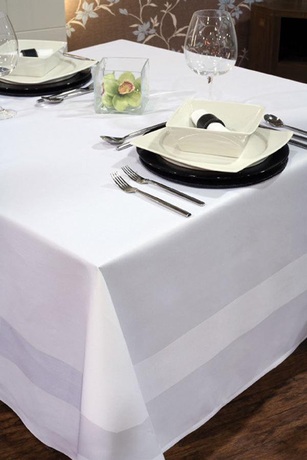 Tablecloth White Cotton Satin Band 70 x 108 inch