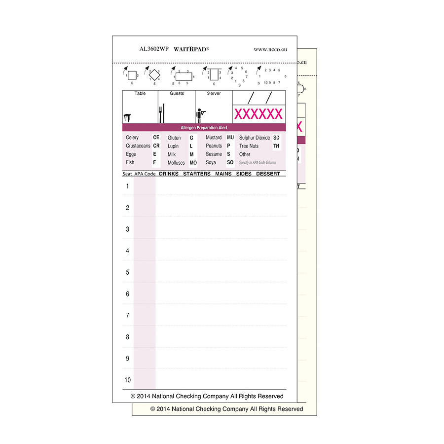 WaitRPad Order Pad Allergen