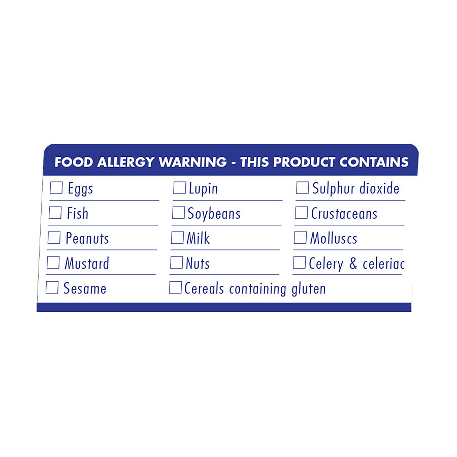 Mileta Buffet White Aluminimum Wipe Clean 10 x 4.5cm Tent Sign - Allergen Check List