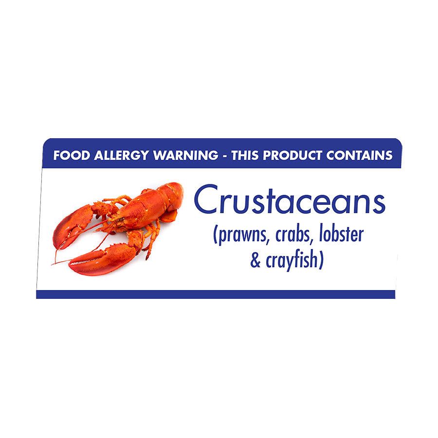 Mileta Buffet White Aluminimum Wipe Clean 10 x 4.5cm Allergen Tent Notice - Crustaceans