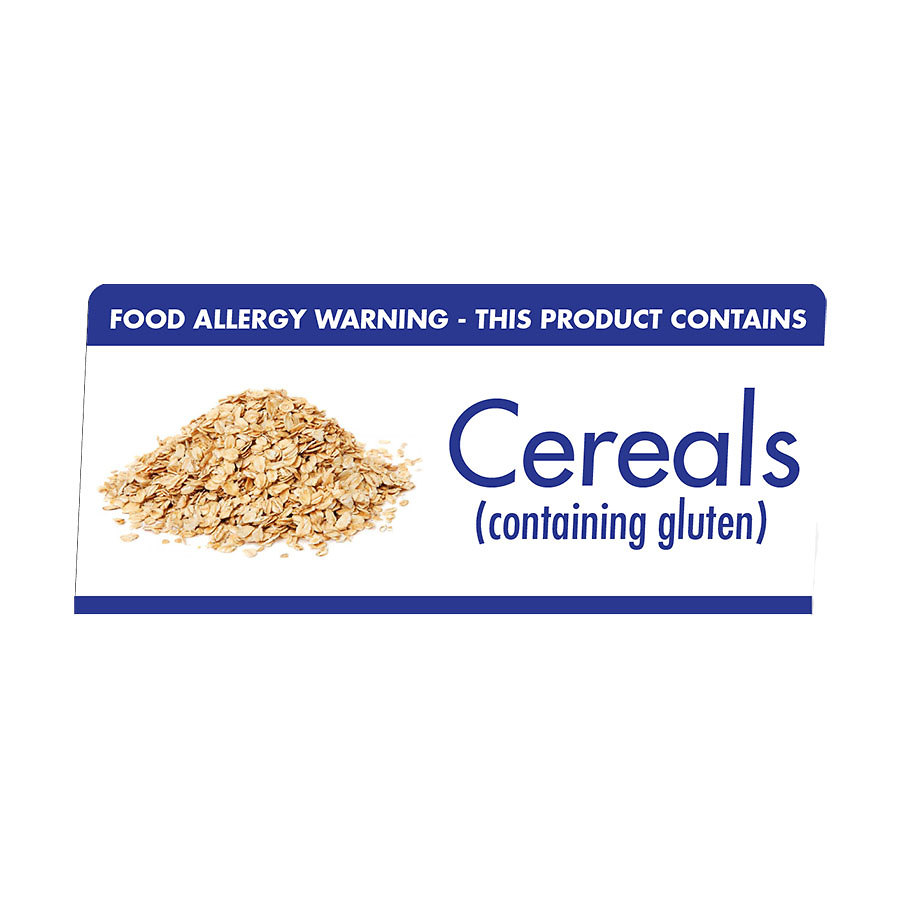 Mileta Buffet White Aluminimum Wipe Clean 10 x 4.5cm Allergen Tent Notice - Cereals/Gluten