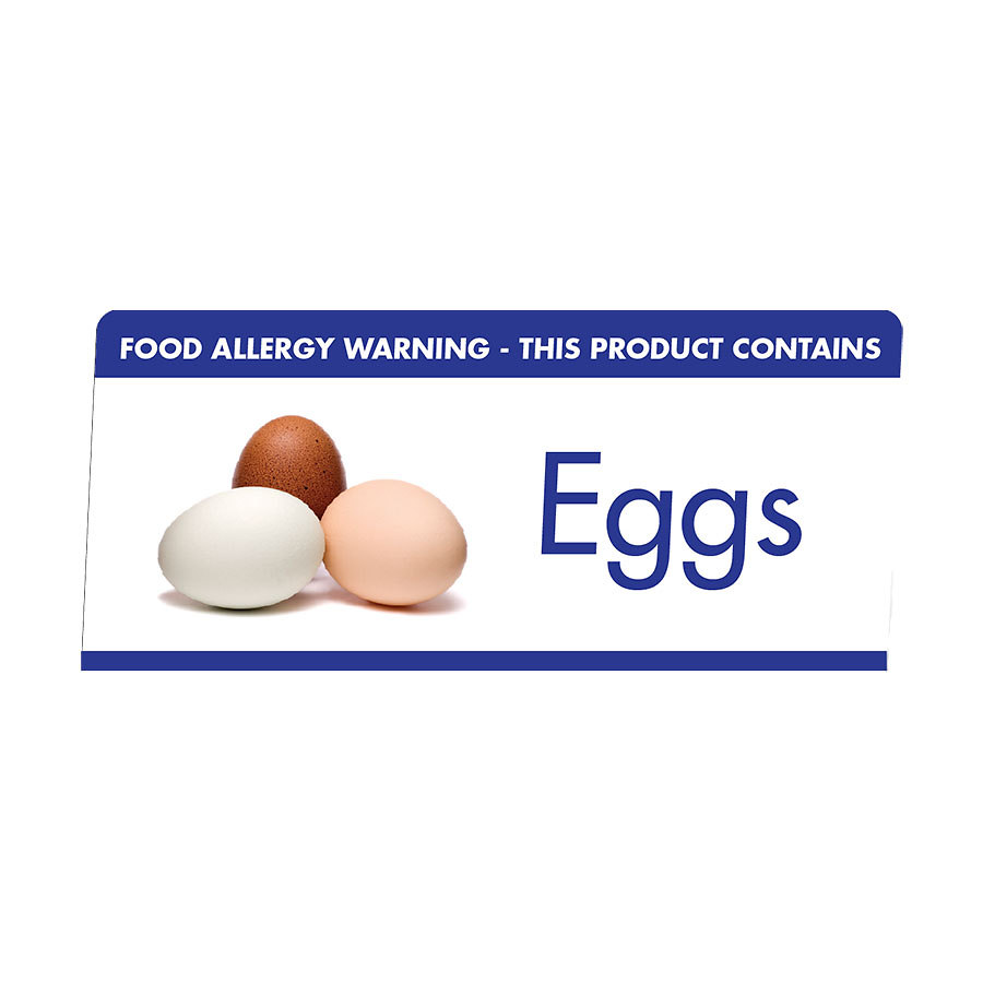 Mileta Buffet White Aluminimum Wipe Clean 10 x 4.5cm Allergen Tent Notice - Eggs