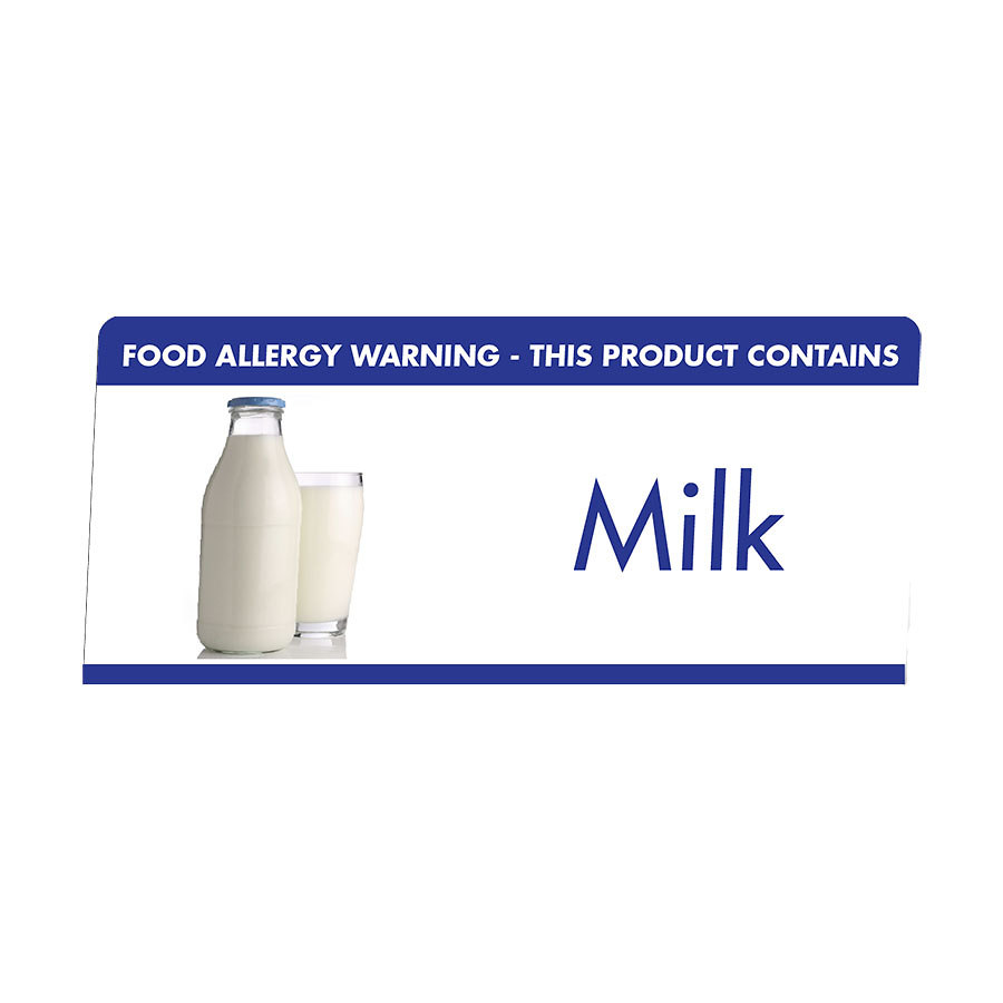 Mileta Buffet White Aluminimum Wipe Clean 10 x 4.5cm Allergen Tent Notice - Milk