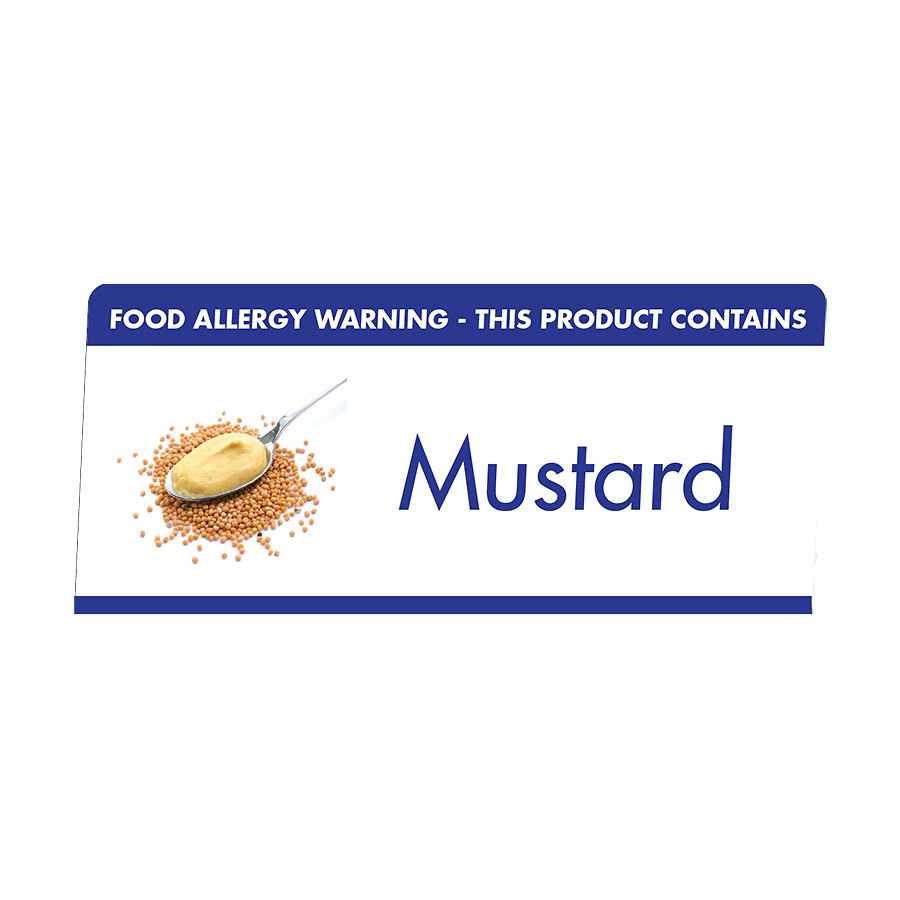 Mileta Buffet White Aluminimum Wipe Clean 10 x 4.5cm Allergen Tent Notice - Mustard