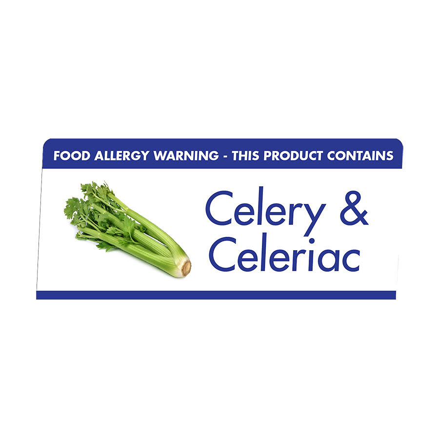 Mileta Buffet White Aluminimum Wipe Clean 10 x 4.5cm Allergen Tent Notice - Celery