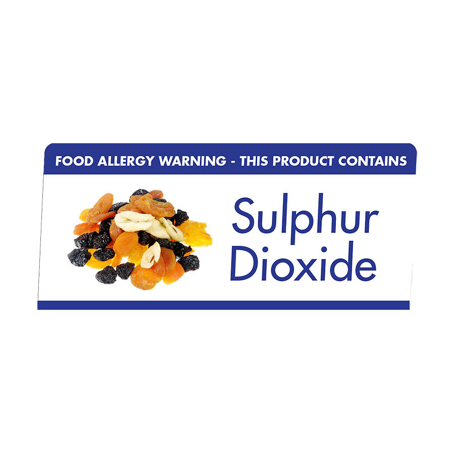 Mileta Buffet White Aluminimum Wipe Clean 10 x 4.5cm Allergen Tent Notice - Sulphur Dioxide