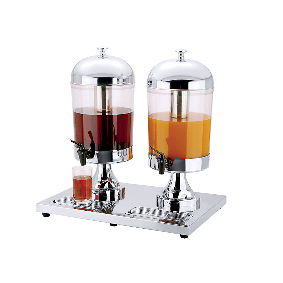 Contacto Stainless Steel Double Juice Dispenser With Plastic Containers 2 x 8 Litre