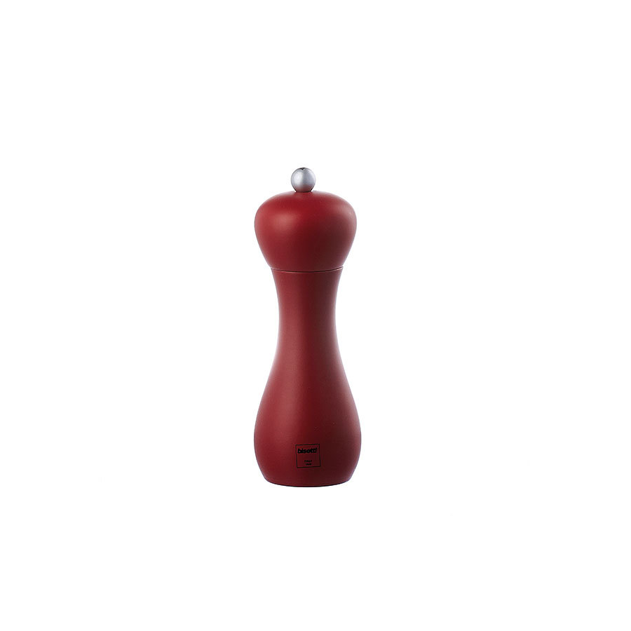 Bisetti Rimini Burgundy Lacquered Beechwood Pepper Mill 18cm