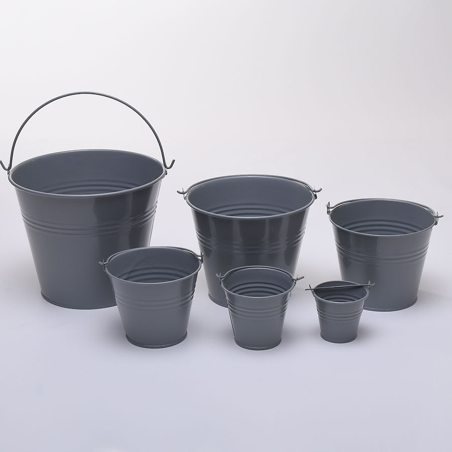 Craftmill French Grey Round Metal Bucket 18x15cm