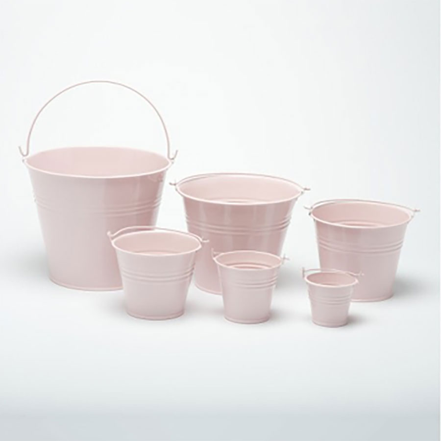 Craftmill Pale Pink Round Metal Bucket 18x15cm