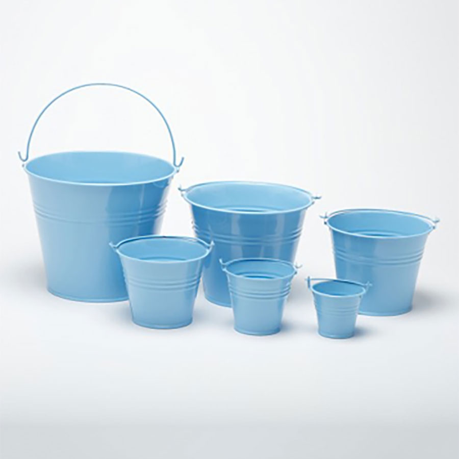 Craftmill Pale Blue Round Metal Bucket 18x15cm
