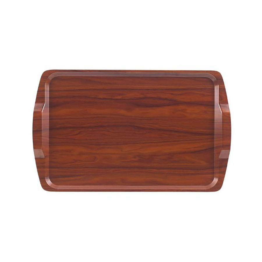Cambro Capri Laminated Walnut Handled Rectangular Tray 64x40cm