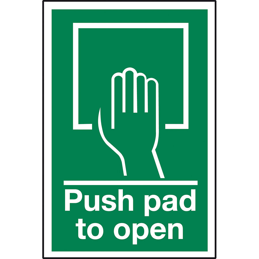 Mileta Safety Sign - Push Pad to Open Sign 80x200mm