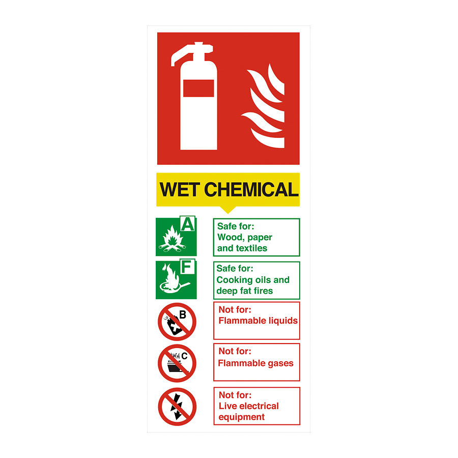 Mileta Safety Sign - WET CHEMICAL Fire Extinguisher Sign 150x200mm