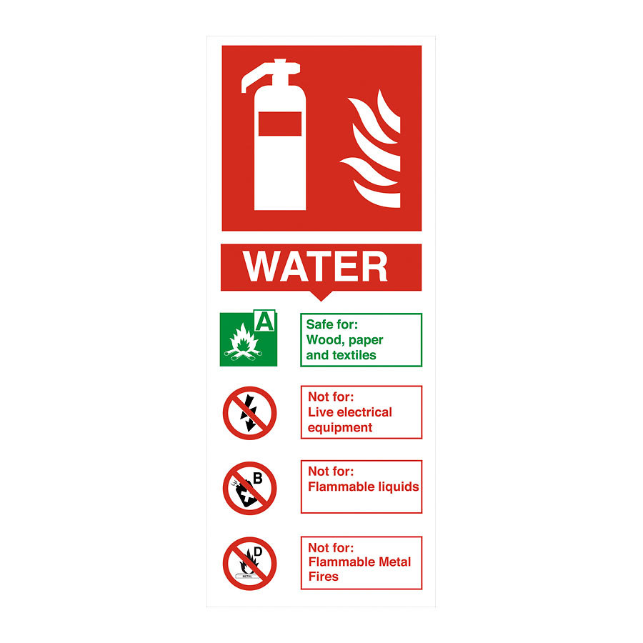 Mileta Safety Sign - WATER Fire Extinguisher Sign 150x200mm
