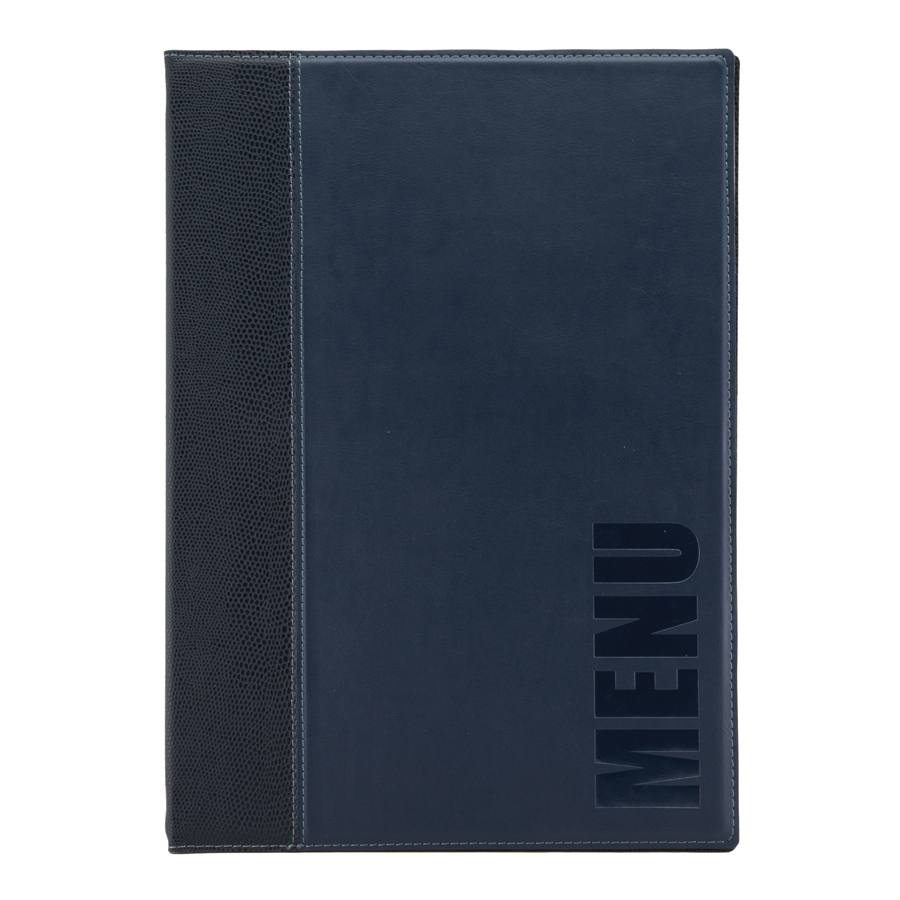 Trendy Leather Style A4 Menu Holder Blue