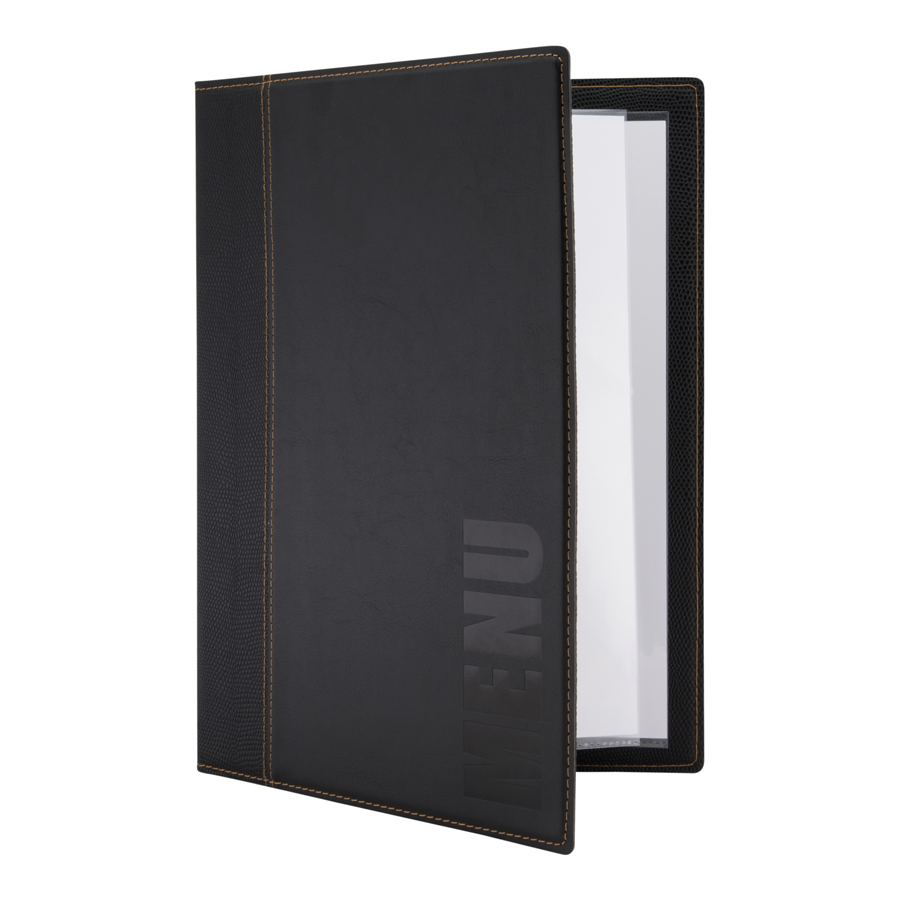 Trendy Leather Style A4 Menu Holder Black