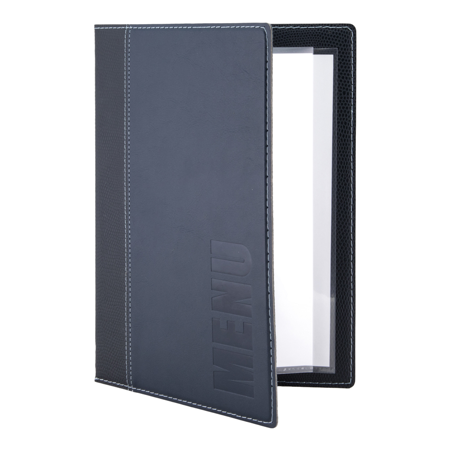 Trendy Leather Style A5 Menu Holder Blue