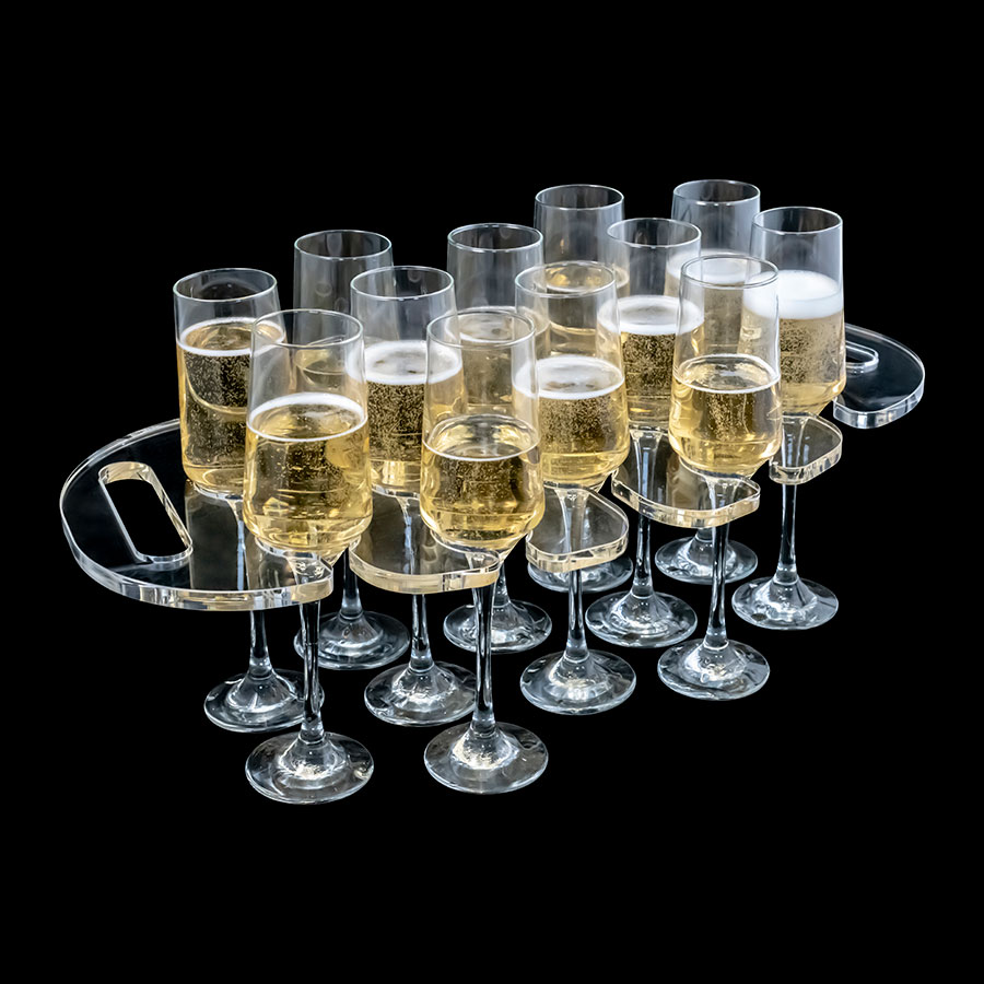 Plasma Acrylic Champagne Flute Tray 490 x 240mm