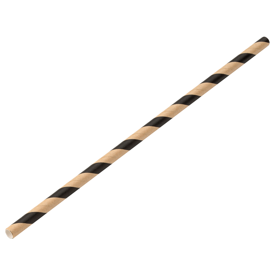 Paper Brown/Black Stripe Straw 8 Inch20cm Box of 250