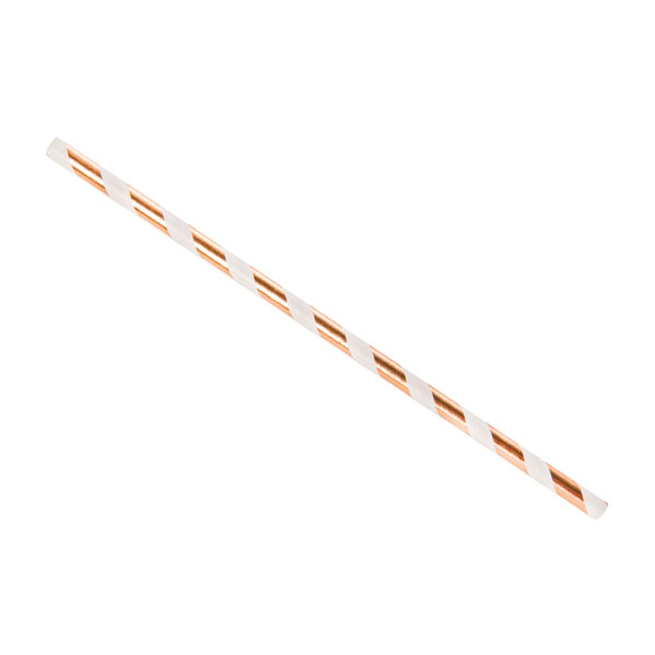 Gold And White Paper Straws 8 Inch