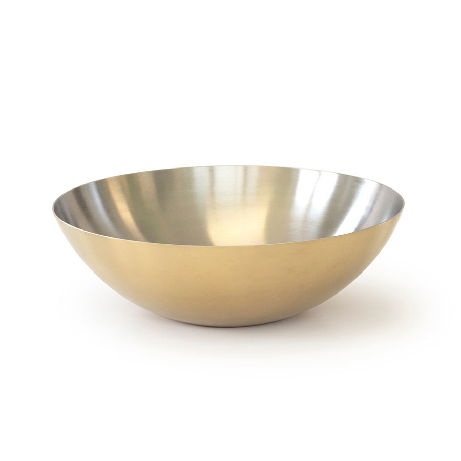 Craster Tilt Large Stainless Steel Round Brass Bowl With PVD Finish 28.5x10cm 4.1 Litre