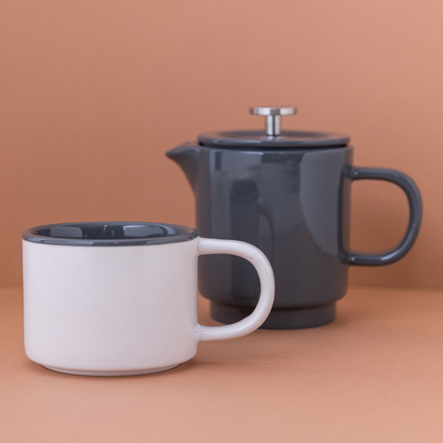 Coffee For One Cool Grey Mug 250ml & Cafetiere 400ml