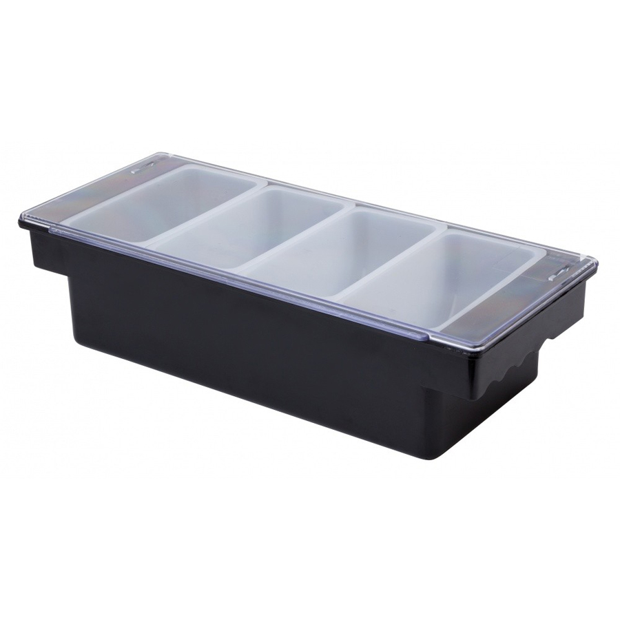 4 Part Black Plastic Condiment Holder